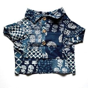 New Patchwork Dog Shirt. Super cute, homemade vintage fabric button down, Medium